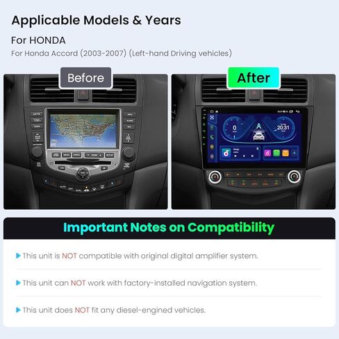 Xtrons Android 14 Car Stereo for Honda Accord 7th 2003 2004 2005 2006 ، in Kuwait