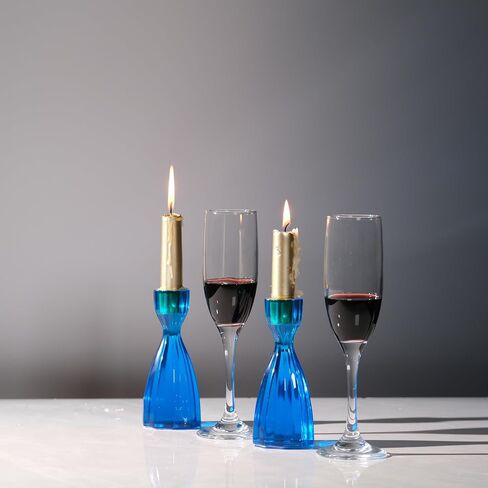 Twizzle Twist Candle Holder, Decorative Candlestick for Table Display, Romantic Decoration, Unique Home DÉCOR Aesthetic, Housewarming Gift, Orange Height 5.7 inches Set of 2 - Resin in Saudi Arabia