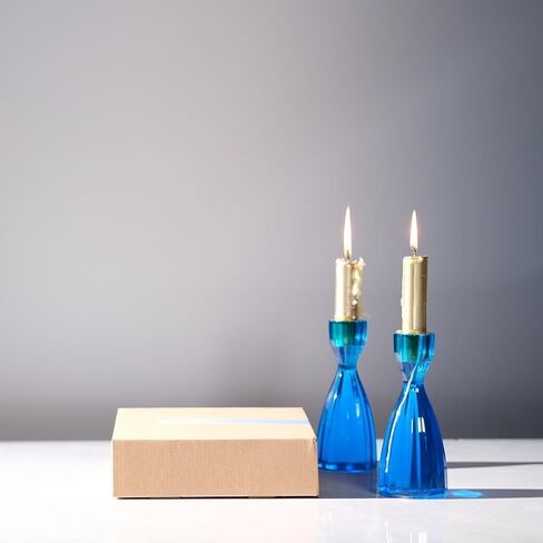 Twizzle Twist Candle Holder, Decorative Candlestick for Table Display, Romantic Decoration, Unique Home DÉCOR Aesthetic, Housewarming Gift, Orange Height 5.7 inches Set of 2 - Resin in Saudi Arabia