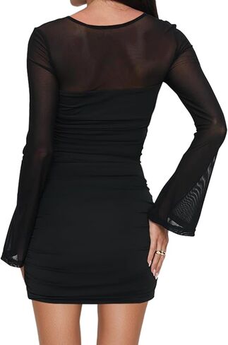 الأكمام الطويلة للسيدات bodycon bodycon mini dress مثيرة شبكة المطبوعة الحزب نادي القصيرة ملابس النادي in Kuwait