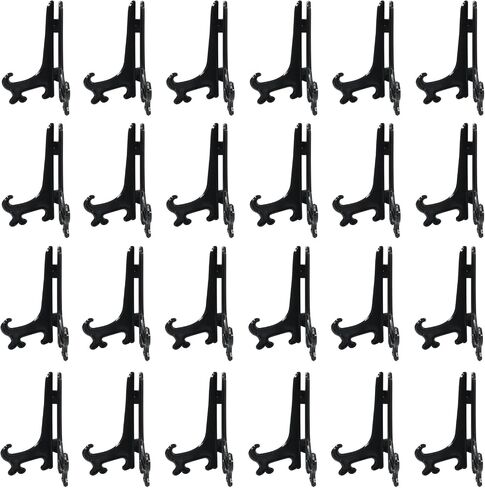 Murtenze 24 Pack Plusy Easel Plate ، Display Display حامل إطار الصورة ، الحامل الصغير لحفلات الزفاف/الديكور المنزلي (3 بوصات ، أسود) in Kuwait