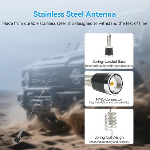 Retevis GMRS Antenna, NMO Antenna, GMRS Mobile Antenna, 32IN 462-467Mhz Whip Antenna, Spring Base, for Retevis RT97 RA86, Compatible with Midland MXT575 MXT275 Motorola Cobra Icom GMRS Radio(1 Pack) in Saudi Arabia