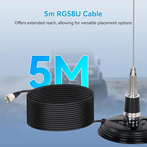 Retevis GMRS Antenna, NMO Antenna, GMRS Mobile Antenna, 32IN 462-467Mhz Whip Antenna, Spring Base, for Retevis RT97 RA86, Compatible with Midland MXT575 MXT275 Motorola Cobra Icom GMRS Radio(1 Pack) in Saudi Arabia