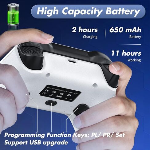 LED Wireless Controller for PS4, RGB Lighting Gamepad for Playstation 4/PS4 Slim/PS4 Pro with Turbo/6-Axis Motion Sensor/1200mAh Battery/3.5mm Audio Jack - Black in Kuwait