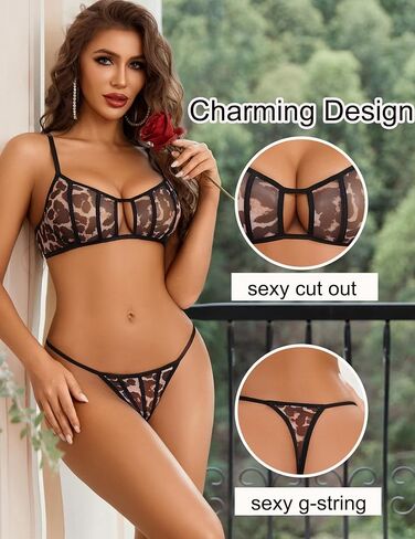 Avidlove Mesh Lingerie Sets for Women Sexy Cut Out Sheer 2 Pieces Bra and Panty Set in Saudi Arabia