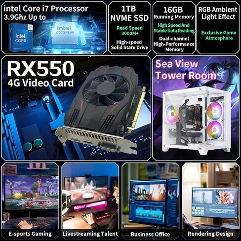 كمبيوتر سطح المكتب للكمبيوتر الشخصي للألعاب ، سطح المكتب Intel Core i7 ، يعمل بتردد يبلغ 3.4 جيجا هرتز ، GTX16600Super Graphics مع ذاكرة فيديو GDDR6 6 جيجابايت ، RAM 16 جيجابايت ، 1 تيرابايت NVME SSD ، WIFI 5.0 ، RGB Fan X4 ، Black in Kuwait