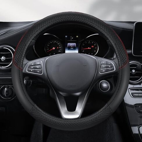 Car Steering Wheel Cover for Ford Maverick 2022 2023 2024,Soft Breathable Anti-Slip Steering Wheel Protectors Comfort Durability Interior Decor,Black Brown in Saudi Arabia