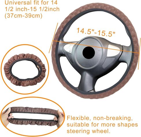 غلاف عجلة القيادة الراميل لينة تلقائي مرنة التوجيه واقي السيارة إكسسوارات السيارة العالمية لسيارات سيارة بيك آب للسيارات الدفع الرباعية المضادة للانزلاق الألياف الكربونية المريحة (اللون الأسود) in Kuwait
