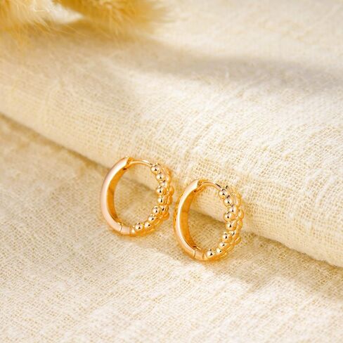 FETTERO 14K Gold Plated Earrings for Women Gold Huggie Hoops Lightweight Small Dainty Hoop Earrings Simple Trendy Hypoallergenic Hoops Jewelry Gift | Cubic Zirconia Huggie Earrings in Saudi Arabia