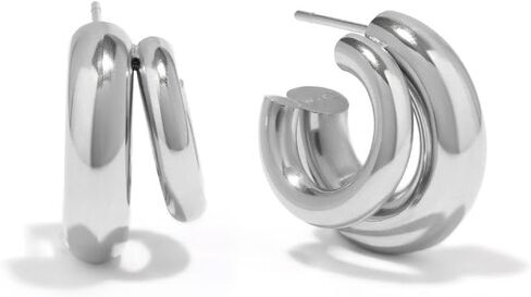 Wanderlust + Co Hailey Double Nano Hoop 9mm أقراط - الفولاذ المقاوم للصدأ Hypoallergenic ، آمن للاستحمام in Kuwait
