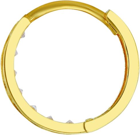 14k Yellow Gold 2mm Thickness CZ Channel Set Hoop Huggie Earrings (12 x 12 mm) - 3 Different Color Available in Saudi Arabia