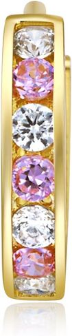 14K Gold Mold 2mm 2mm CZ Channel Set أقراط Hoop Huggie (12 × 12 مم) - 3 ألوان مختلفة متوفرة in Kuwait