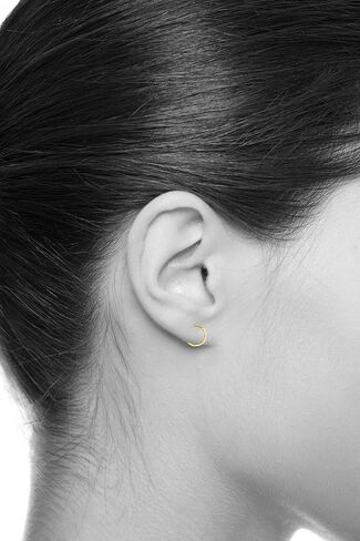 14K Gold Mold 2mm 2mm CZ Channel Set أقراط Hoop Huggie (12 × 12 مم) - 3 ألوان مختلفة متوفرة in Kuwait