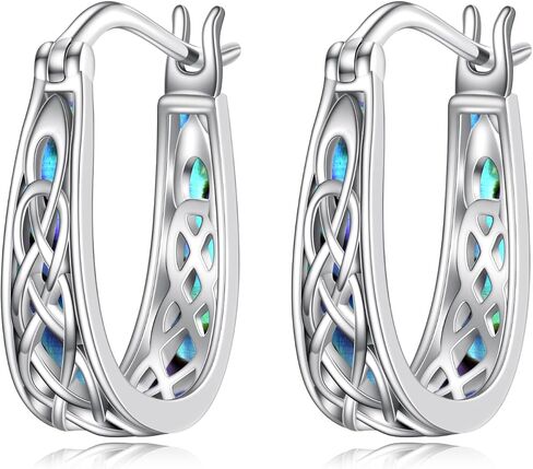 أقراط Celtic Hoop 925 Sterling Silver Celtic Knot Huggie أقراط Viking المجوهرات الأيرلندية للنساء 18 ملم in Kuwait