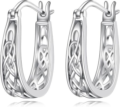 أقراط Celtic Hoop 925 Sterling Silver Celtic Knot Huggie أقراط Viking المجوهرات الأيرلندية للنساء 18 ملم in Kuwait