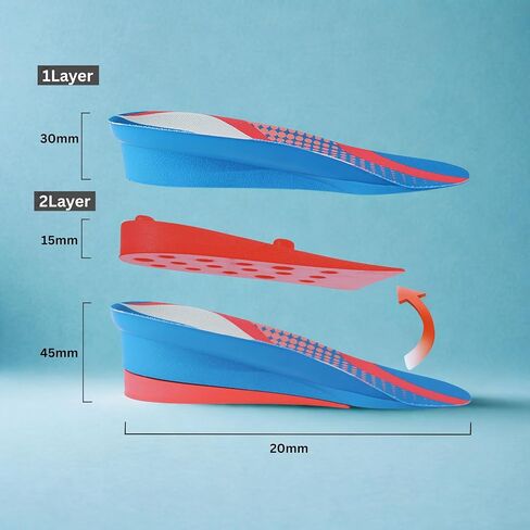 Height Increase Insole - 4 Inch Boost with Cushioned Dual Layer Comfort for Men & Women - Feel Taller, Walk Confidently L (Men 8-10/Women 10.5-12.5) in Saudi Arabia