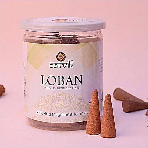 SATVIK 50 Pcs loban Natural Handmade Incense Cone with Aromatic Relaxing Fragrance Jumbo Size Cone Dhoop Agarbatti/Aggabatti Incense Stick Dhop for Puja Pooja Mandir Puja Items in Kuwait