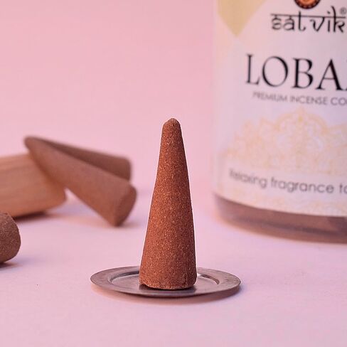 SATVIK 50 Pcs loban Natural Handmade Incense Cone with Aromatic Relaxing Fragrance Jumbo Size Cone Dhoop Agarbatti/Aggabatti Incense Stick Dhop for Puja Pooja Mandir Puja Items in Kuwait