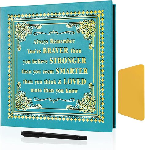 Inspirational Leather Photo Album,Magnetic Self-Stick Page Photo Album,Family Album,Hand Made DIY Albums Holds 3x5, 4x6, 5x7, 6x8 Photos (light blue-always remember) in Saudi Arabia