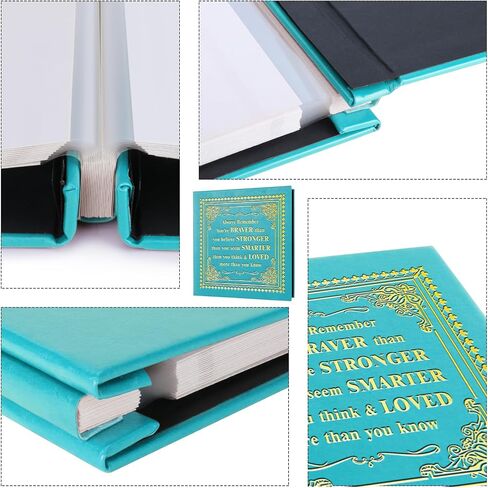 Inspirational Leather Photo Album,Magnetic Self-Stick Page Photo Album,Family Album,Hand Made DIY Albums Holds 3x5, 4x6, 5x7, 6x8 Photos (light blue-always remember) in Saudi Arabia