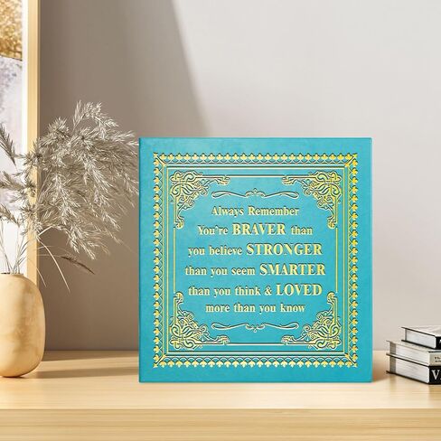 Inspirational Leather Photo Album,Magnetic Self-Stick Page Photo Album,Family Album,Hand Made DIY Albums Holds 3x5, 4x6, 5x7, 6x8 Photos (light blue-always remember) in Saudi Arabia