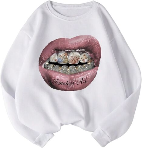 Verdusa Women's Y2k Gothic Vintage Going Out Tops Hip Hop Streetwear Pullover Graphic Sweatshirts in Saudi Arabia