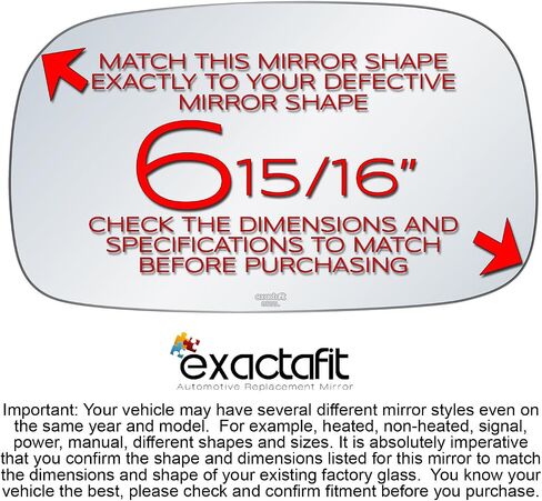 exactafit 8122L Driver Side Mirror Glass Replacement Repair Compatible With 1997 1998 1999 2000 2001 Lexus ES300 in Saudi Arabia