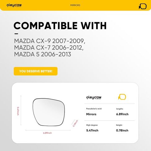 استبدال مرآة جانب السائق لـ Mazda CX-9 2007-2009 ، CX-7 2006-2012 ، Mazda 5 2006-2013 ، بديل للمرايا اليسرى مع لوحة الدعم ، مسخن الطاقة in Kuwait