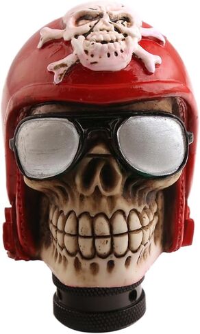 Skull Head Gear Shift Gear Gear Shift مقبض - طراز هيكل عظمي طيار MT Car Gear Stick Head - احصل على معظم عمليات الإرسال التلقائية اليدوية (أحمر) in Kuwait
