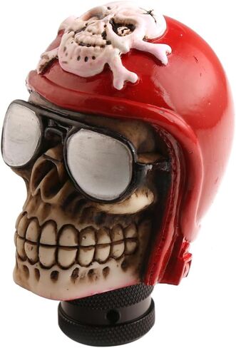 Skull Head Gear Shift Gear Gear Shift مقبض - طراز هيكل عظمي طيار MT Car Gear Stick Head - احصل على معظم عمليات الإرسال التلقائية اليدوية (أحمر) in Kuwait