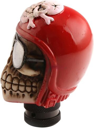 Skull Head Gear Shift Gear Gear Shift مقبض - طراز هيكل عظمي طيار MT Car Gear Stick Head - احصل على معظم عمليات الإرسال التلقائية اليدوية (أحمر) in Kuwait