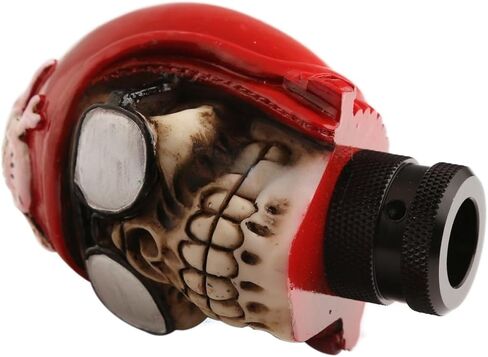 Skull Head Gear Shift Gear Gear Shift مقبض - طراز هيكل عظمي طيار MT Car Gear Stick Head - احصل على معظم عمليات الإرسال التلقائية اليدوية (أحمر) in Kuwait