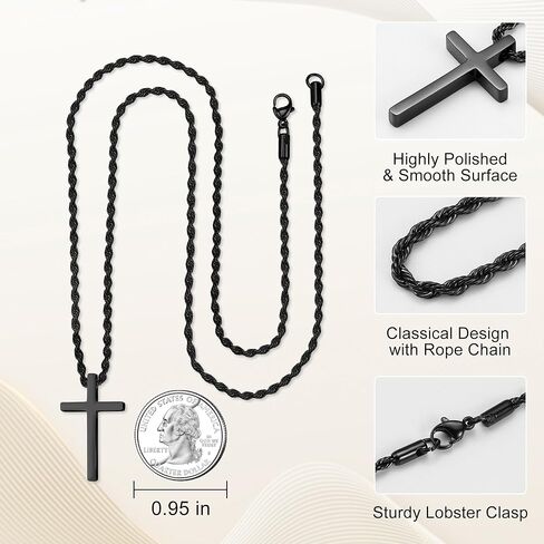 قلادة متقاطعة - قلادة من الفولاذ المقاوم للصدأ من الفضة السود in Kuwait