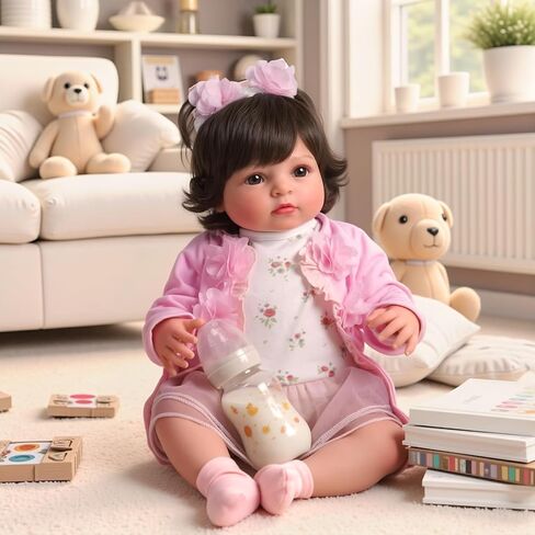 BABESIDE Lifelike Reborn Baby Dolls Girl, 20 Inch Realistic Newborn Real Life Soft Vinyl and Cloth Body Poseable Doll Girls with Feeding Kit Gift Box for Kids Age 3+ in Saudi Arabia