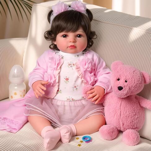 BABESIDE Lifelike Reborn Baby Dolls Girl, 20 Inch Realistic Newborn Real Life Soft Vinyl and Cloth Body Poseable Doll Girls with Feeding Kit Gift Box for Kids Age 3+ in Saudi Arabia