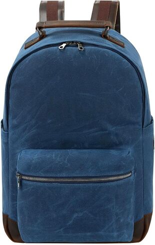 Canvas Leather Backpack, Waxed Canvas with Full-Grain Cowhide Trim, Vintage Style Daypack, Army Green (Forest Green) in Saudi Arabia