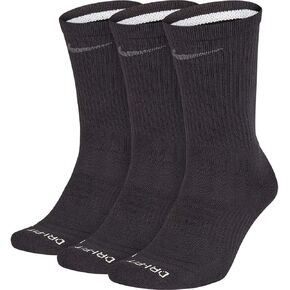 Nike Men's Pro Everyday Max Max Trained Crew Socks 3 Pairs (Black (SK0121-010)/Wolf Gray ، X-Large) in Saudi Arabia