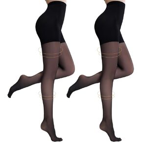 Yilanmy Compression Pantyhose for Women 10-15mmHg Support Hose Compression Tights 30D Sheer Stockings 2 Pairs in Saudi Arabia