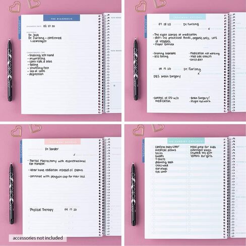Erin Condren مخطط علاج طبي حلزوني مقاس 7 × 9 بوصة - أربع علامات تبويب، فروق تتبع العلاج، صفحات المعلومات الطبية، سجل الدعم، صفحات الملاحظات المبطنة in Kuwait
