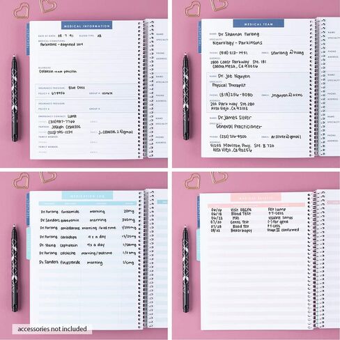 Erin Condren مخطط علاج طبي حلزوني مقاس 7 × 9 بوصة - أربع علامات تبويب، فروق تتبع العلاج، صفحات المعلومات الطبية، سجل الدعم، صفحات الملاحظات المبطنة in Kuwait