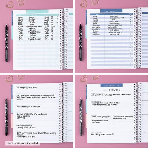 Erin Condren مخطط علاج طبي حلزوني مقاس 7 × 9 بوصة - أربع علامات تبويب، فروق تتبع العلاج، صفحات المعلومات الطبية، سجل الدعم، صفحات الملاحظات المبطنة in Kuwait