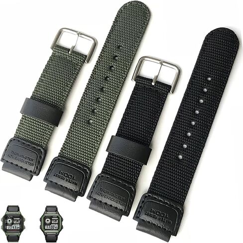 حزام مراقبة نايلون البديل 18 مم مع حلقة من الفولاذ المقاوم للصدأ لـ Casio AE1200WH AE-1000 SGW-300H SGW-400 AQ-S810W in Kuwait