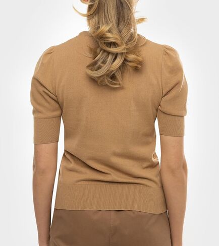 Women’s 100% Cotton Short-Sleeve Crewneck Sweater – Lightweight Ribbed-Hem Pullover Knit Top for Work & Casual in Saudi Arabia