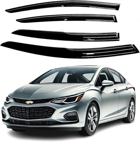 Fits Chevrolet Cruz Year: 2016 2017 2018 2019 Acrylic Safe Smoke Window Visor Set - Sun, Rain, and Vent Protection, 4-Pieces Window Deflector Guard Kit in Saudi Arabia