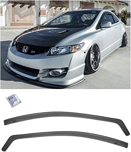Repalcement for 2006-2011 Honda Civic Coupe Models | EOS Visors JDM in-Channel Style Smoke Tinted Side Vents Window Deflectors Rain Guard DWV-V11 in Saudi Arabia