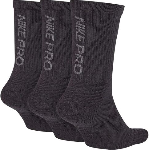 Nike Men's Pro Everyday Max Cushioned Training Crew Socks 3 Pairs (Black(SK0121-010)/Wolf Grey, X-Large) in Saudi Arabia