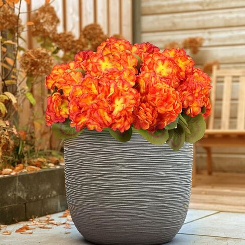 6 Bundles Fall Flowers Artificial for Decoration, Fake Geraniums Artificial Flowers Realistic Autumn Decor , Faux Plants Outdoor UV Resistant Fall Decorations for Home Garden Porch(Autumn yellow) in Saudi Arabia