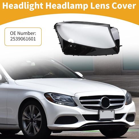 Headlight Lens Cover No.2539061601 Car Front Right Headlight Headlamp Lense Clear Lens Cover for Mercedes Benz W253 GLC 2016-2019 PC Black Clear in Saudi Arabia