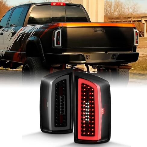 AKKON - Fits 2007 2008 Dodge Ram 1500 2500/2009 3500 Full LED Tube Bar Black Smoked Tail Lights Brake Lamp Pair Left+Right in Saudi Arabia