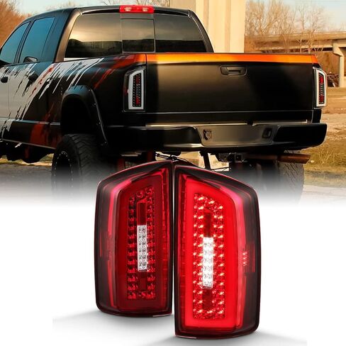 AKKON - Fits 2007 2008 Dodge Ram 1500 2500/2009 3500 Full LED Tube Bar Black Smoked Tail Lights Brake Lamp Pair Left+Right in Saudi Arabia